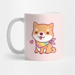 Cute Shiba Inu With Rainbow Pet Bandana Mug
